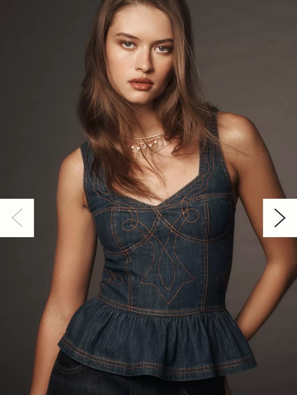 Pilcro Anthropologie Denim Corset Peplum Top - M